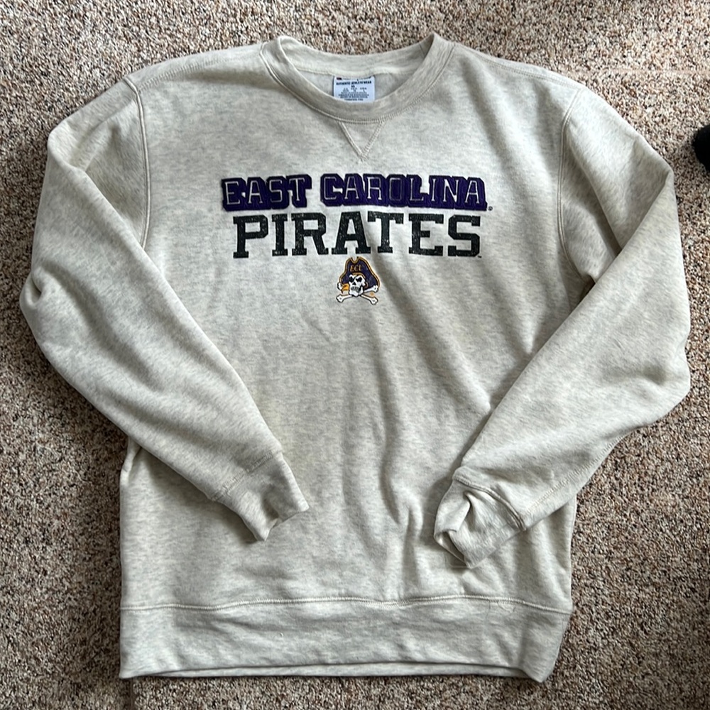 ECU pirates beige sweatshirt. Size Medium. Very soft. Only worn once.